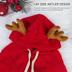 Red hoodie with brown antlers on a white background