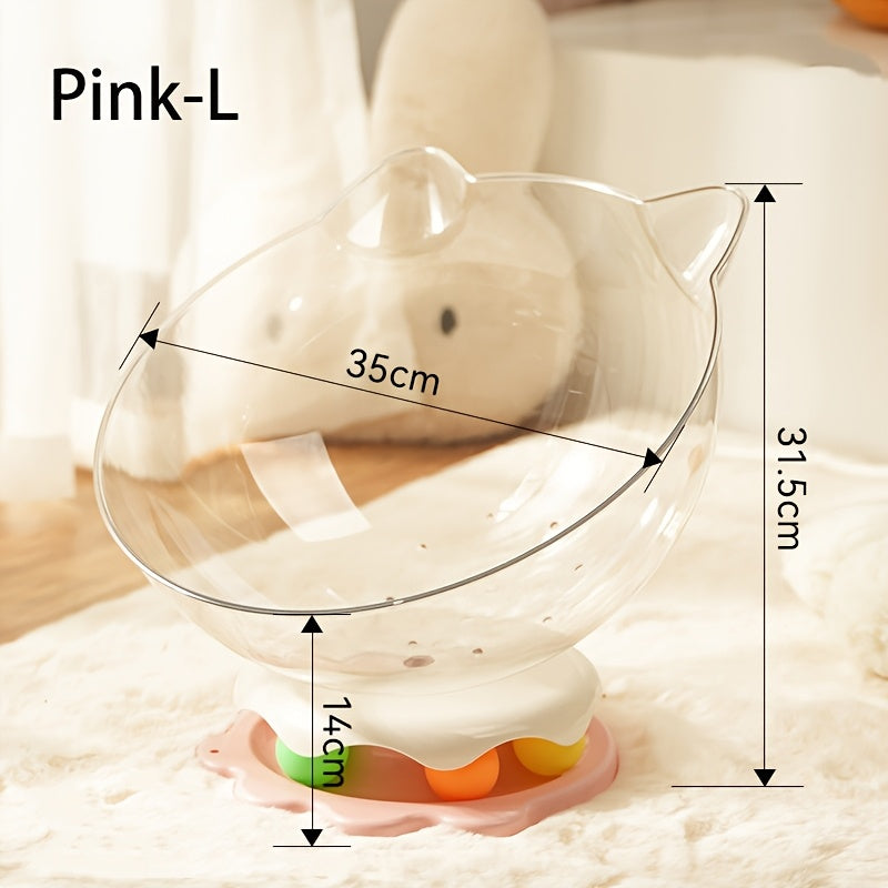 Measurement chart of a pink cat-shaped object with dimensions labeled.