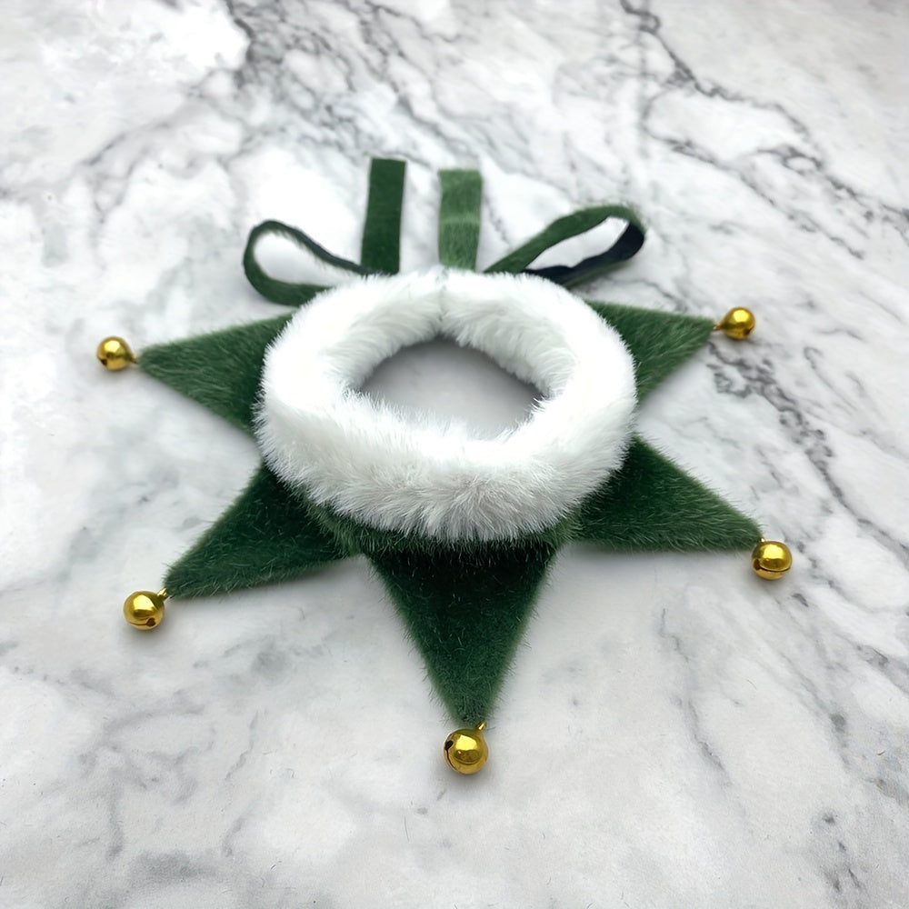 Decorative green star with a white center and gold accents on a marble background