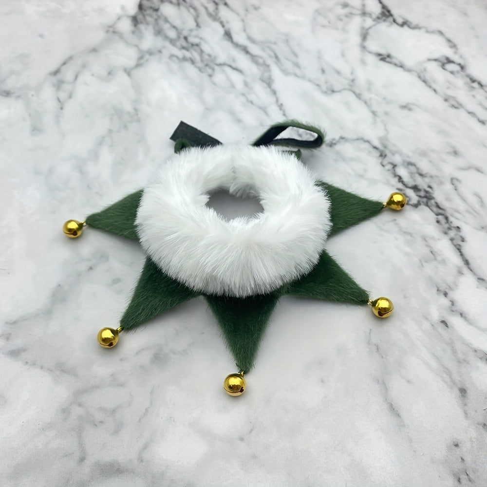 Decorative green star with white center and gold accents on a marble background