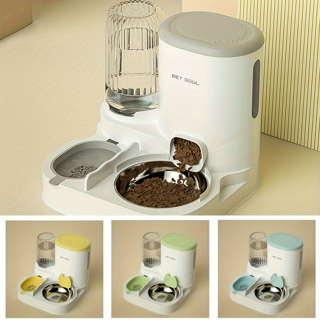 Pet feeder with water dispenser on a beige background
