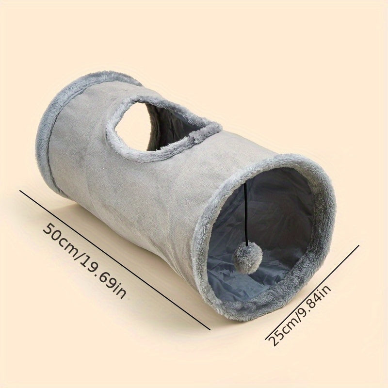 Pet tunnel with dimensions on a beige background