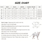Size chart for hairless cats with measurements and suggestions.