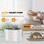 Ultra-silent pump with a cat and person in the background, emphasizing comfort and energy efficiency.