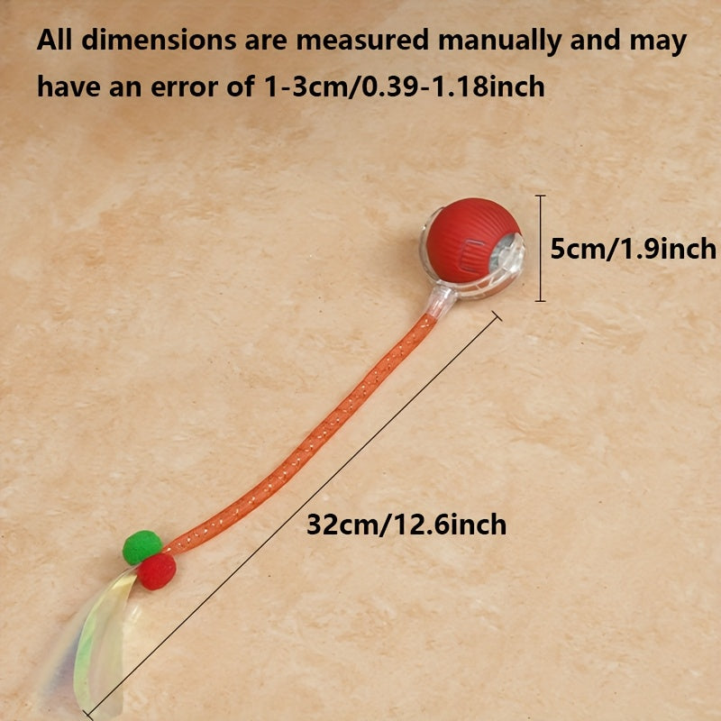 Measurement chart showing a toy with red and green balls on a beige background