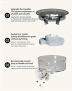 Cat food dispenser with features highlighted on a white background