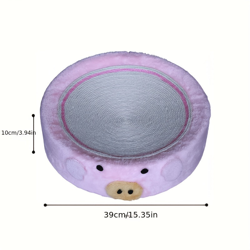 Pink pet bed with dimensions indicated on a white background