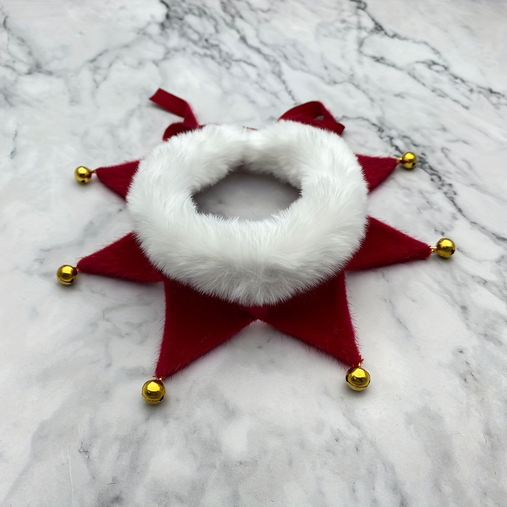 Decorative wreath with red star-shaped frame and white center on a marble background