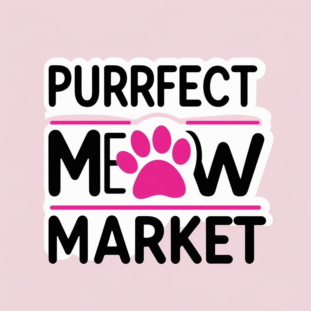 Logo of 'Purrfect Meow Market' with a pink paw print on a light pink background