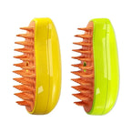 Two yellow and orange grooming tools on a white background