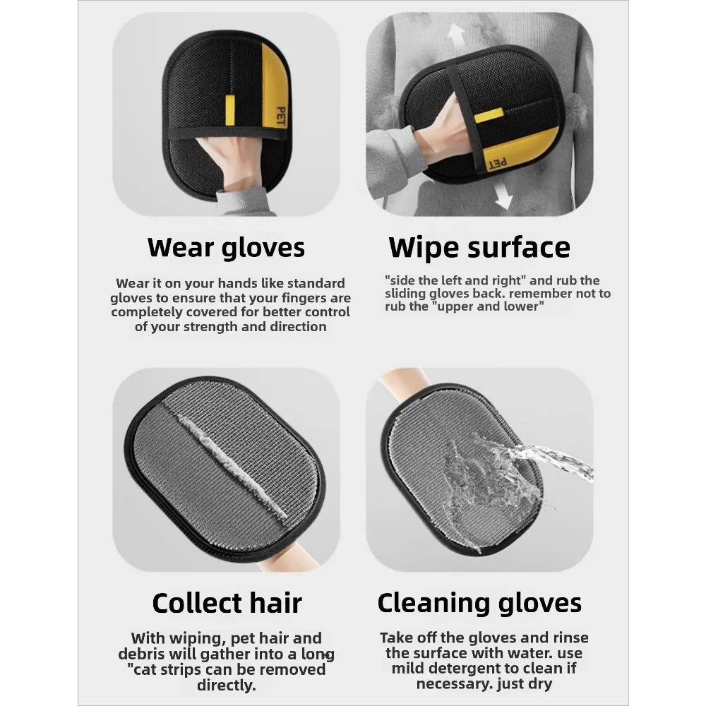 Cat Hair Cleaner Pet Gloves Household Hair Remover Cat Dog Hair Remover Brush Remover Hair Sticking Device Home Hair Scraper