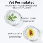 Product packaging with rosemary and witch hazel extracts on a white background