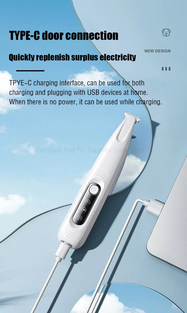 New Dog Paw Trimmer with LED Light Fully Waterproof Pet Hair Trimmer with LED Display Dog Clippers for Grooming 18mm Widen Blade