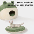 New Pet Nest Winter Warm Dog Den Cat Villa Plush Pets Mattress Small Frog Shape Semi Enclosed Kitten Puppy House Pet Supplies