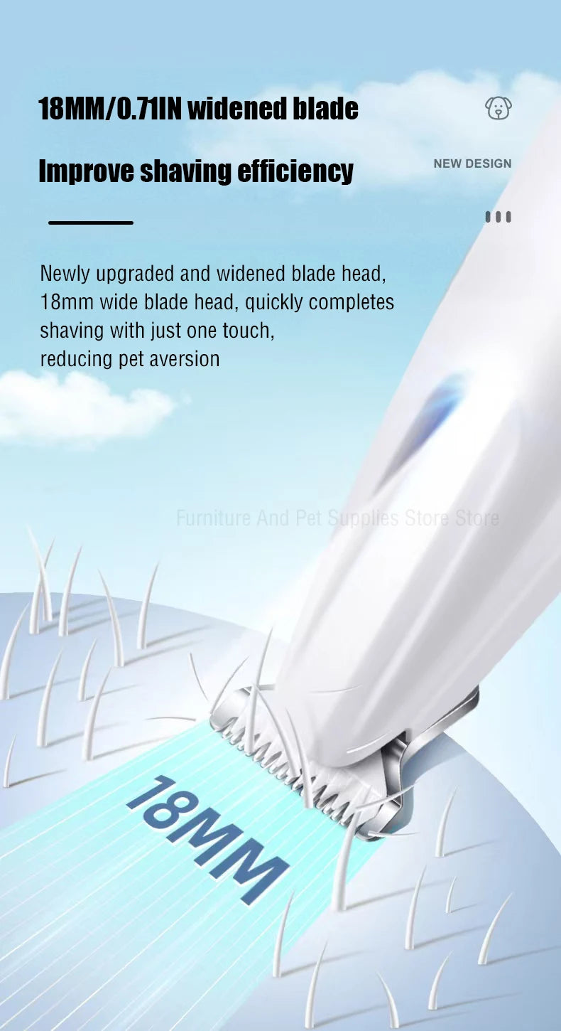 New Dog Paw Trimmer with LED Light Fully Waterproof Pet Hair Trimmer with LED Display Dog Clippers for Grooming 18mm Widen Blade