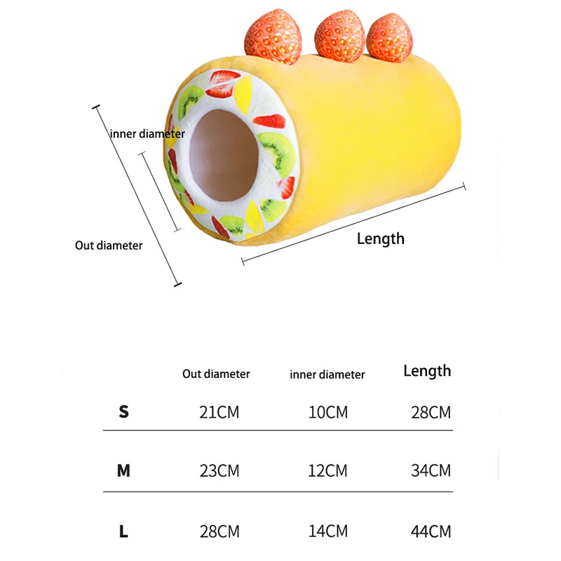 Measurement chart of a cylindrical fruit-themed product with dimensions labeled.