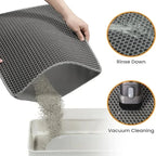 Gray honeycomb cleaning mat with a hand lifting it, showing its texture and design.