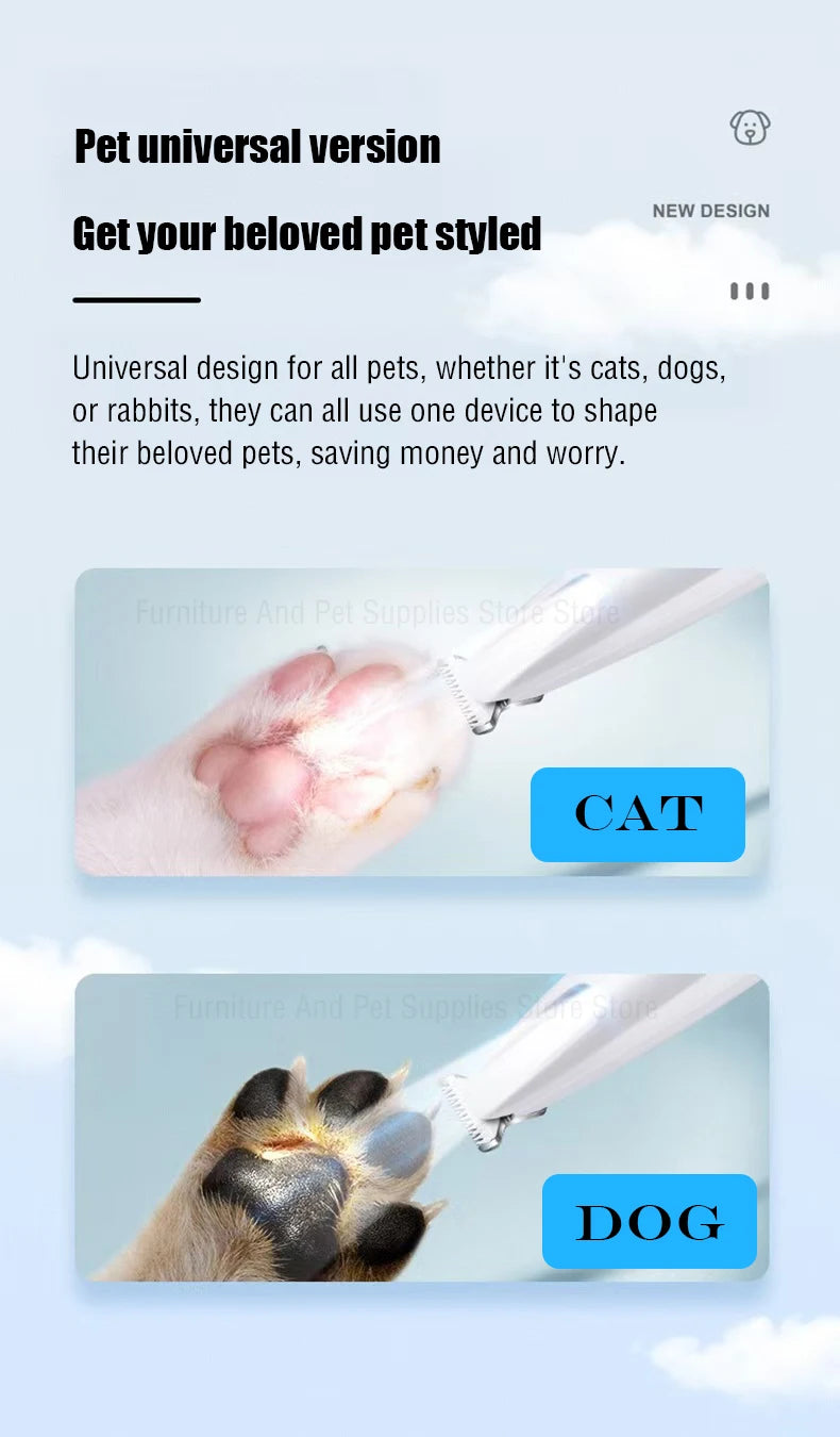 New Dog Paw Trimmer with LED Light Fully Waterproof Pet Hair Trimmer with LED Display Dog Clippers for Grooming 18mm Widen Blade