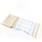 Transparent silicone gel pads with beige fabric on a white background