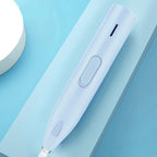 White electronic device with buttons on a light blue background