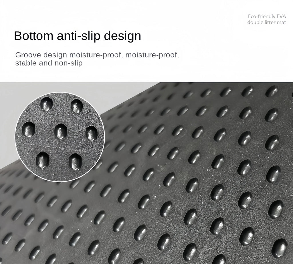 Textured black mat with anti-slip design and close-up detail