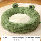New Pet Nest Winter Warm Dog Den Cat Villa Plush Pets Mattress Small Frog Shape Semi Enclosed Kitten Puppy House Pet Supplies