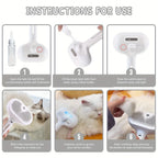 Instructions for using a pet grooming tool with images and text.