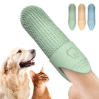 Green pet grooming brush with a dog and cat on a white background