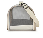 Pet carrier with mesh side on a white background, featuring the Homefish brand.
