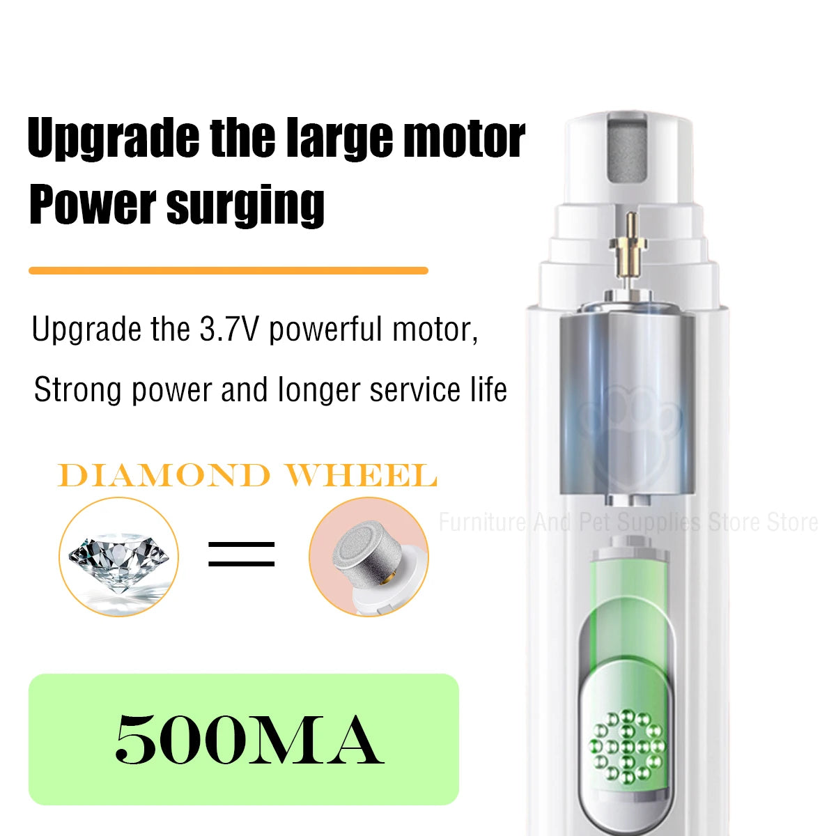 Electric Dog Nail Grinder Pet Nail Clipper USB Rechargeable Pet Nail Trimmers Painless with Polisher Wheel for Small/Large Pets