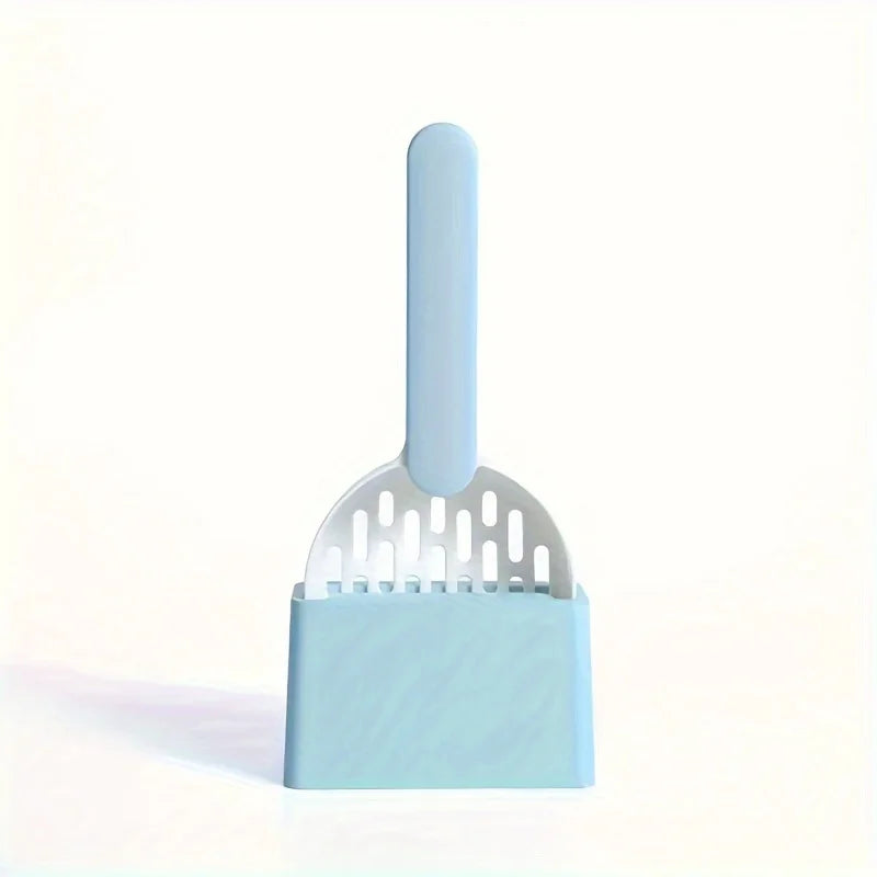 Light blue dustpan and brush set on a white background