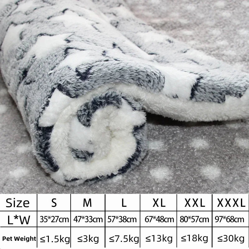 Roll of white and gray fleece blanket with size chart on a gray background