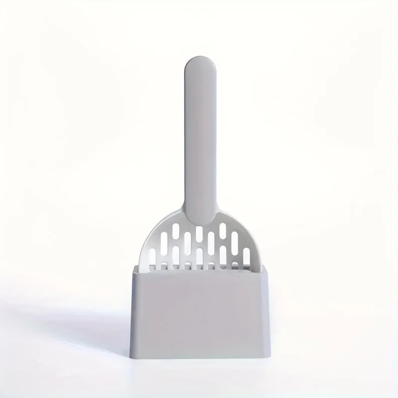 Gray plastic scoop on a white background