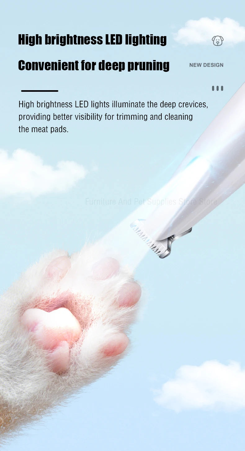 New Dog Paw Trimmer with LED Light Fully Waterproof Pet Hair Trimmer with LED Display Dog Clippers for Grooming 18mm Widen Blade