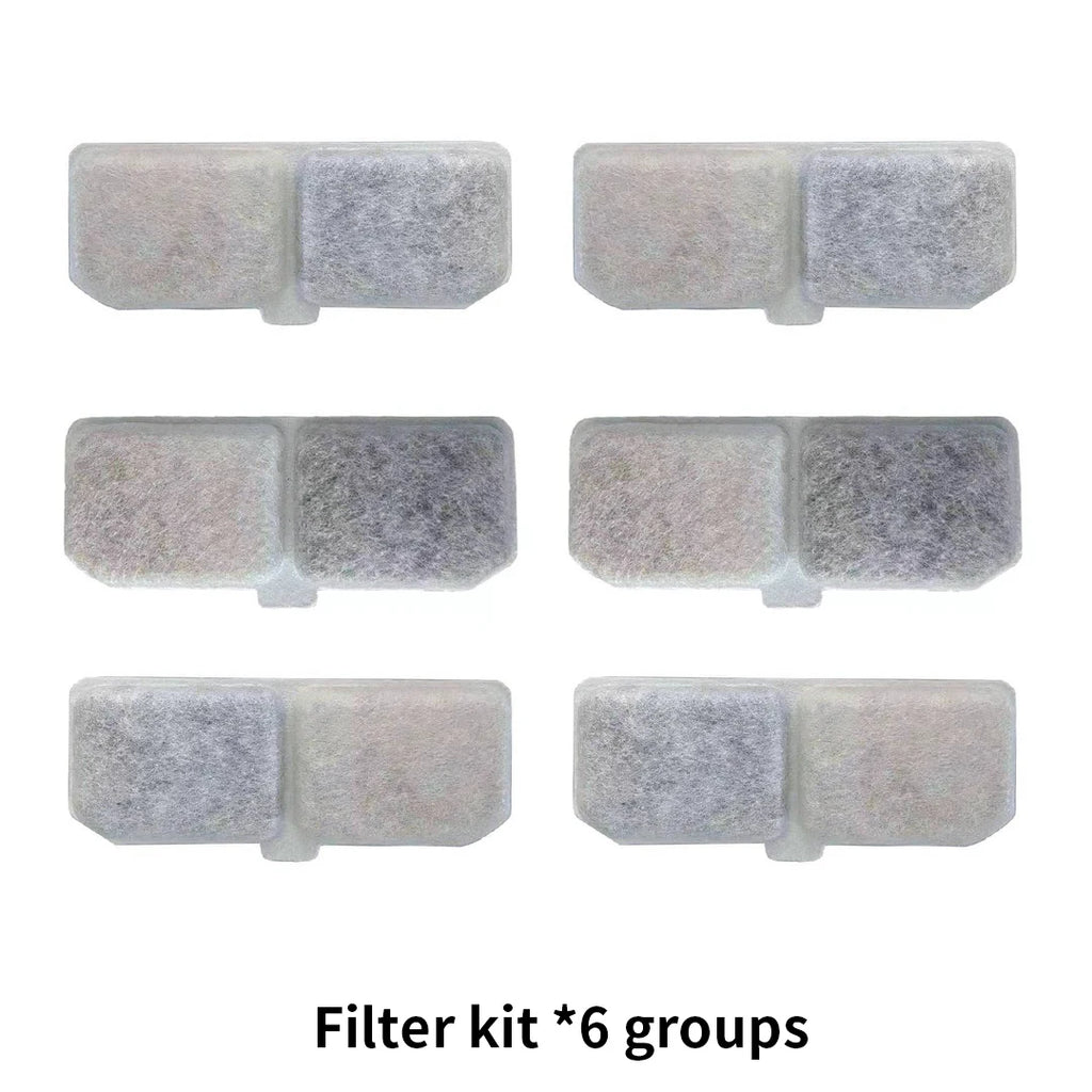 Set of six filter groups on a white background