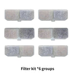 Set of six filter groups on a white background