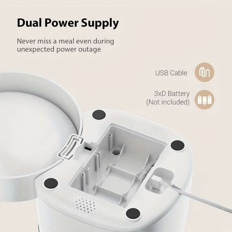 Dual power supply device with USB cable and 3D battery on a light beige background