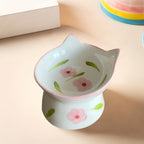 Ceramic bowl with floral design on a beige background